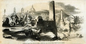 Florence, vanaf de Ponte de Perro, na late overstromingen, uit 